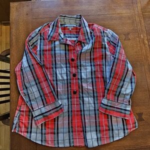 Foxcroft Wrinkle Free Shaped Plaid Blouse 18W